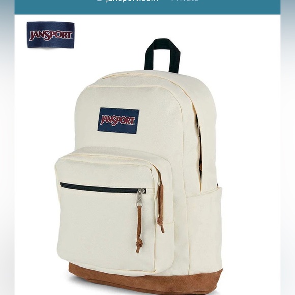 JanSport Classic Cream and brown suede The Right Pack backpack GUC - Picture 1 of 12